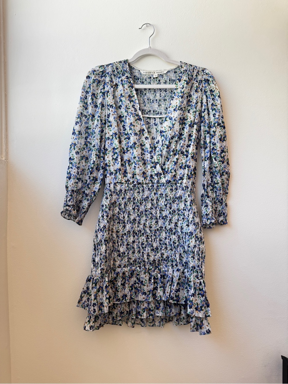 Veronica Beard Women's Cobalt multi Darrah Smocked Floral Mini Dress - Picture 3 of 11